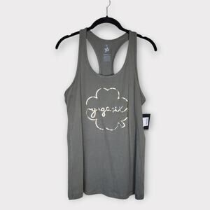 NEW YogaSix Womens Y6 Green Gold Clover Racerback Tank Top Med Athleisure